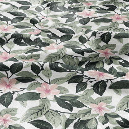 100% LINEN Fabric pink flowers - floral greenery Fabric by Yard by LithuanianLinen for upholstery dressmaking curtains home textile 2032