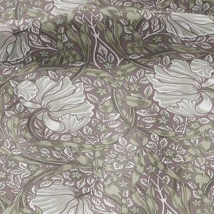 100% LINEN fabric - William Morris Pimpernel green pink - British Victorian flax - sewing upholstery home decor or clothing 3855