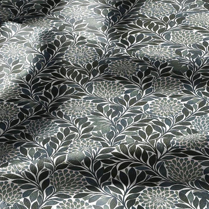 100% linen fabric greenfloral print - Vintage flower blossom botanical - modern vintage 3396
