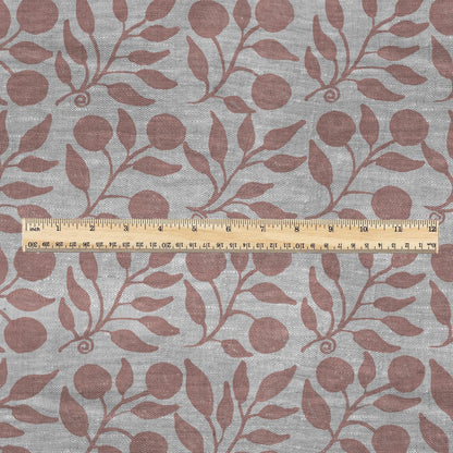 100% LINEN Fabric William Morris Rosehip pink gray - oatmeal linen fabric with botanical print - Victorian Art Craft Historical 3280