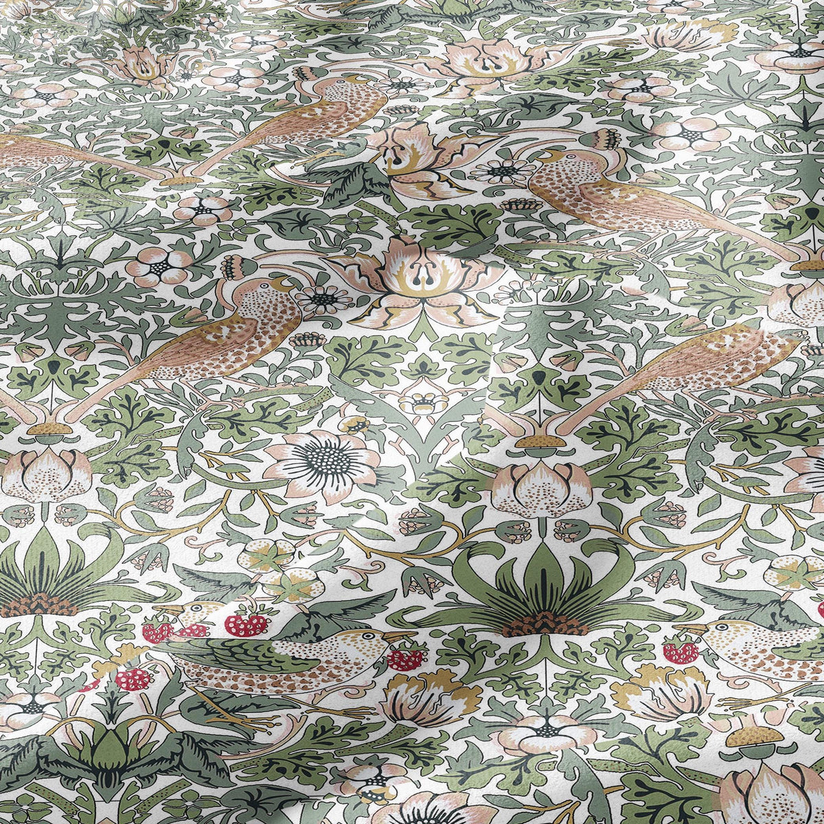 100% LINEN fabric - William Morris Strawberry thief white - British Victorian Art Craft flax - sewing home decor or clothing 3865