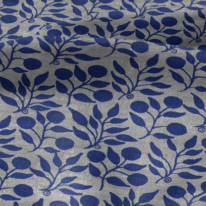 100% LINEN Fabric William Morris Rosehip blue gray - oatmeal linen fabric with botanical print - Victorian Art Craft Historical 3285