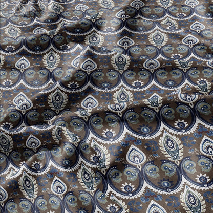 100% linen Vintage Brown Paisley Print fabric for Curtain Upholstery Cushion - Vintage Indian block print fabric for dress making sewing