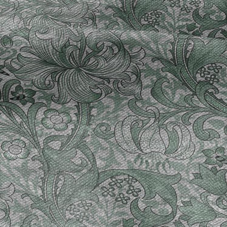100% LINEN Fabric William Morris Golden Lily sage green - oatmeal linen botanical print - Victorian Art Craft Historical green gray 3234
