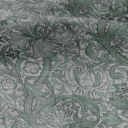 100% LINEN Fabric William Morris Golden Lily sage green - oatmeal linen botanical print - Victorian Art Craft Historical green gray 3234