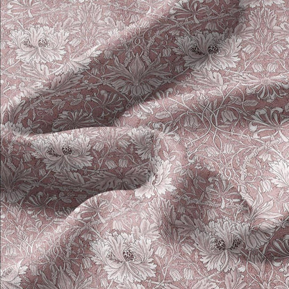 100% linen fabric William Morris Honeysuckle brown print - Victorian Art crafts - Historical pattern fabric upholstery dress making 3264