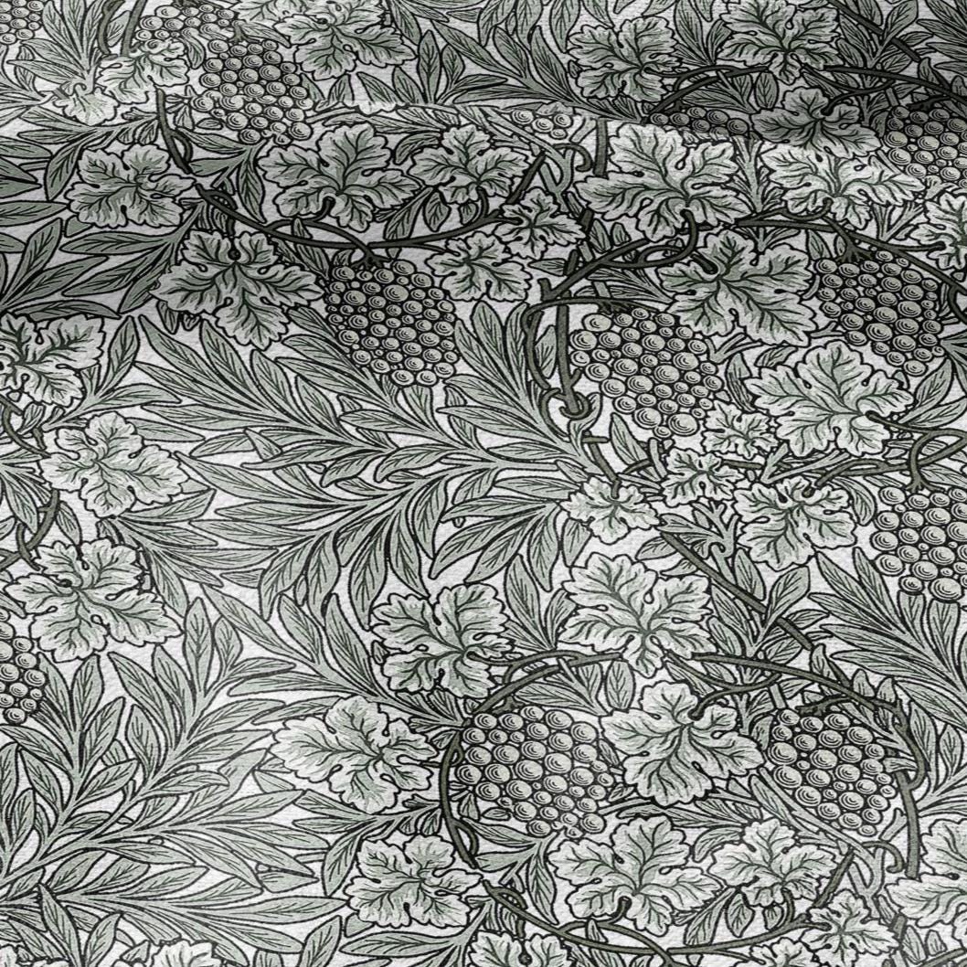 100% LINEN Fabric William Morris Vine grape sage green print - British linen floral upholstery home textile Victorian fabrics 3267