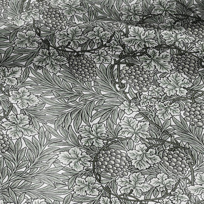 100% LINEN Fabric William Morris Vine grape sage green print - British linen floral upholstery home textile Victorian fabrics 3267