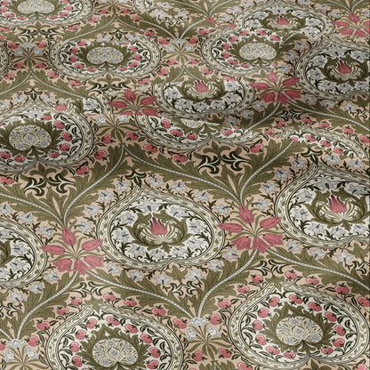 William Morris Eden green print on 100% LINEN - Victorian Art crafts linen Fabric - botanical Historical upholstery home textile