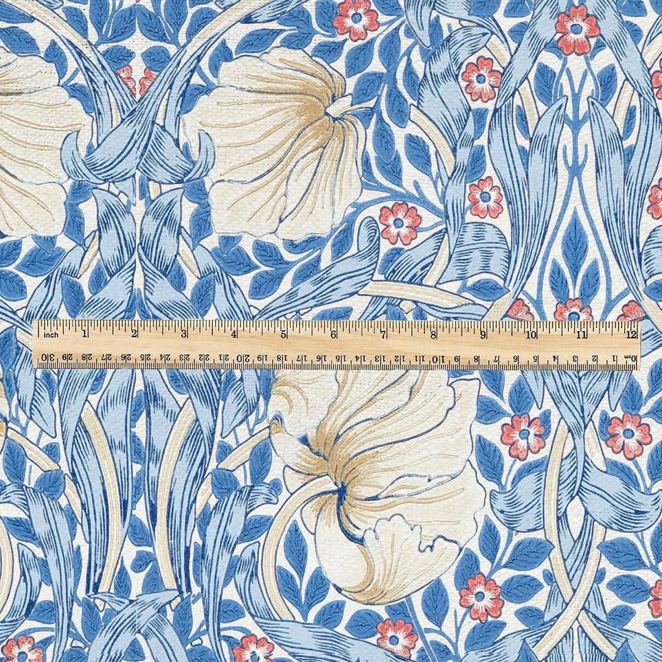100% LINEN fabric - William Morris Pimpernel BLUE  - British Victorian Art Craft flax - sewing home decor or clothing 3841