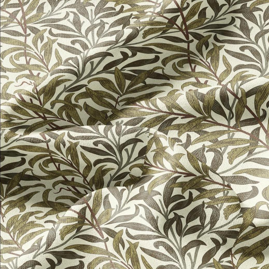 William Morris Willow Bough  100% LINEN Fabric - British linen floral upholstery home textile Victorian fabrics khaki 3311