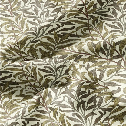 William Morris Willow Bough  100% LINEN Fabric - British linen floral upholstery home textile Victorian fabrics khaki 3311