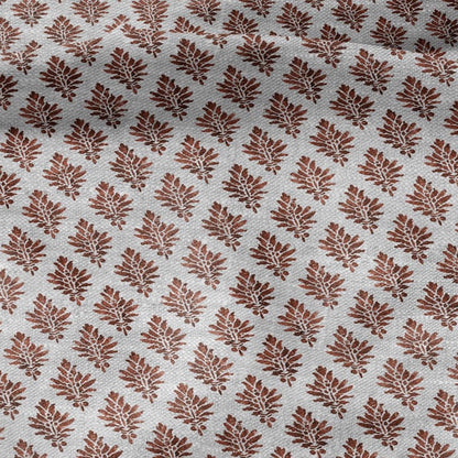 100% LINEN Fabric block print red on oatmeal linen - KENSI botanical fabric red indian block print on linen for home decor upholstery 3020