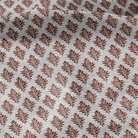 100% LINEN Fabric block print red on oatmeal linen - KENSI botanical fabric red indian block print on linen for home decor upholstery 3020