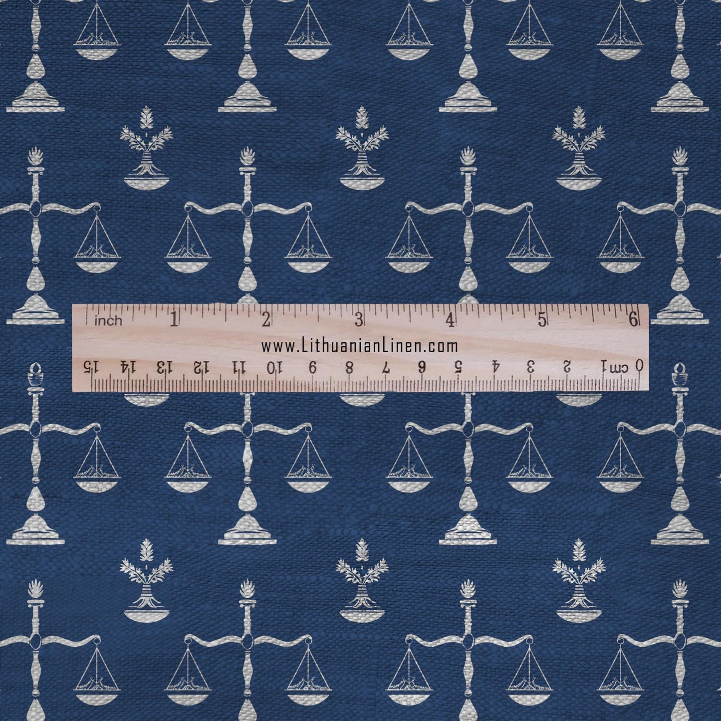 Libra blue print on 100% LINEN - Zodiac Scale print linen Fabric - Linen fabric for dressmaking home textile 2689