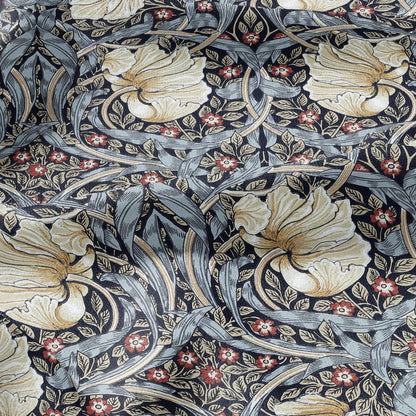 100% LINEN fabric - William Morris Pimpernel navy -  British Victorian Art Craft flax - sewing upholstery home decor or clothing 3813