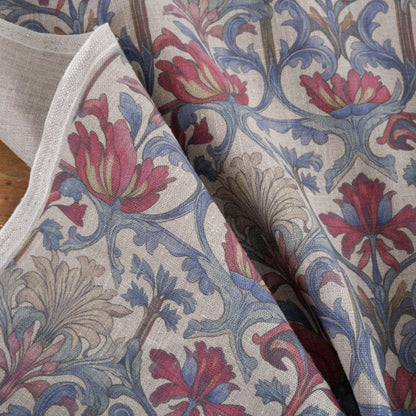 100% LINEN Fabric Art deco - Arched print linen Fabric upholstery home textile Art Nouveau Designer Textile Medieval Inspired Vintage