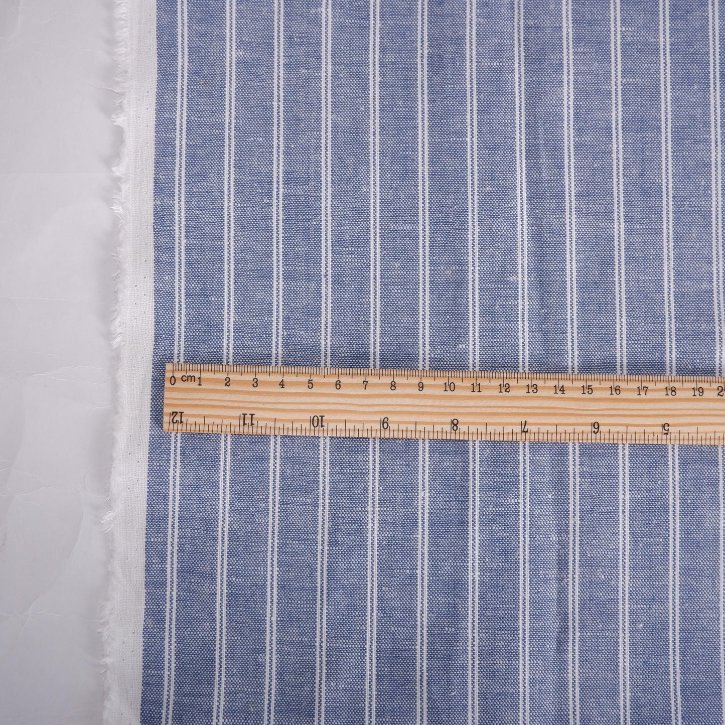Premium Linen striped Fabric in blue natural linen | Marseille stripe Medium weight stripe fabrics for home textile curtains jackets