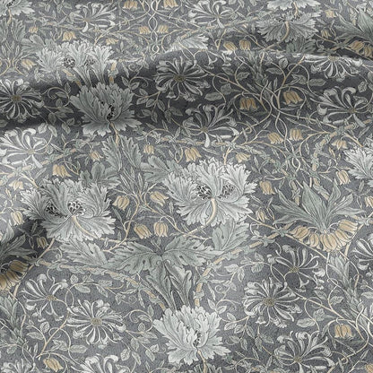 100% linen fabric William Morris Honeysuckle sage green print - Victorian Art crafts Historical pattern fabric upholstery dress making 3281