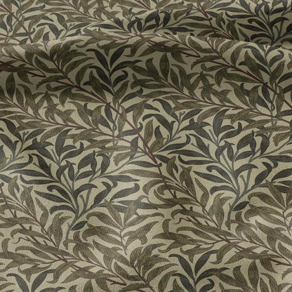 William Morris Willow Bough dark khaki print 100% LINEN Fabric - British linen floral upholstery home textile Victorian fabrics 3203