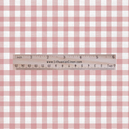 100% Linen fabric 200gsm medium weight dense fabric Small Checkered white blush pink FLAX for decoration tablecloth home textile