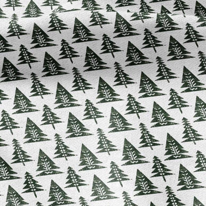 100% LINEN Fabric Fir tree  - modern green white fabric - heavy linen fabric for upholstery home decor 2845