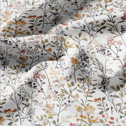 100% LINEN Fabric meadow flowers print - floral for upholstery home decor - medium for dress making 2352