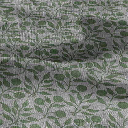 100% LINEN Fabric William Morris Rosehip sage green gray - oatmeal linen fabric with botanical print - Victorian Art Craft Historical 3268