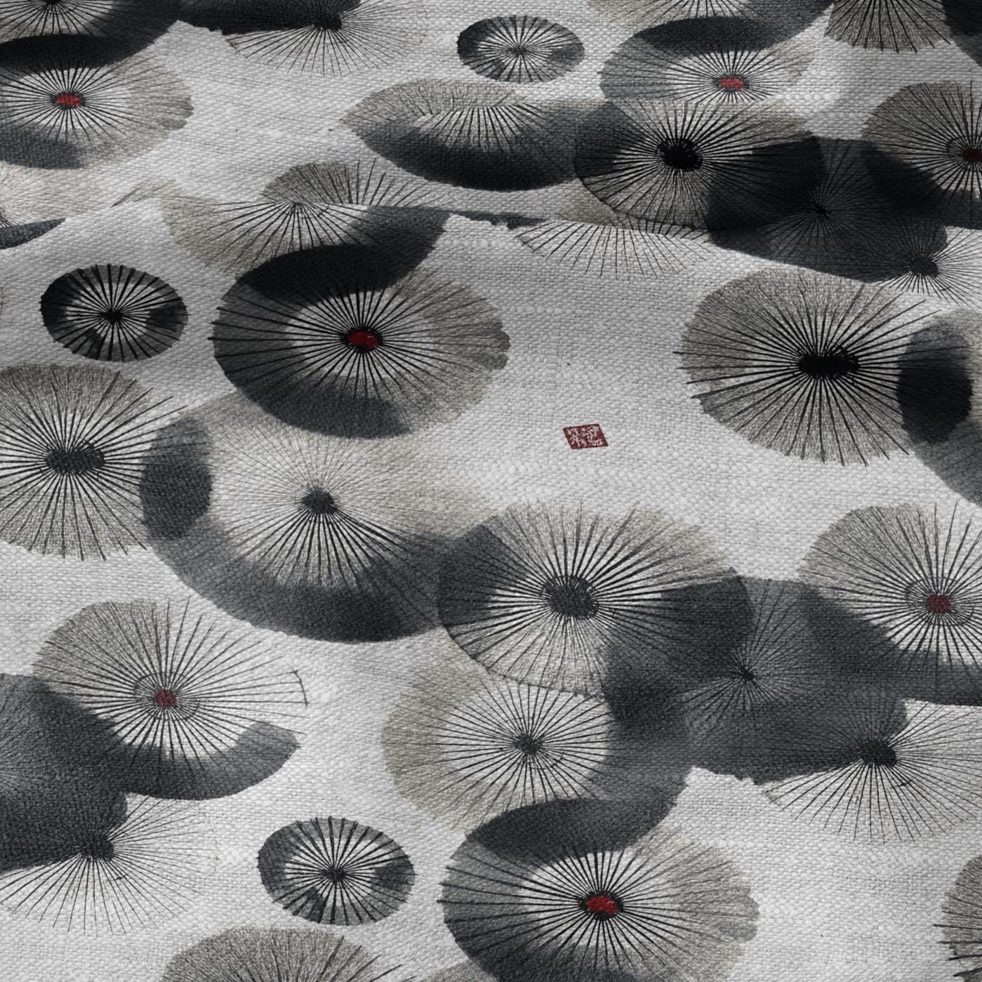 100% linen fabric - Amagasa japanese print  - Abstract Japan umbrella - fabric for home decor dress making 3011
