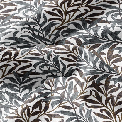 William Morris Willow Bough gray brown 100% LINEN Fabric - British linen floral upholstery home textile Victorian fabrics 3174