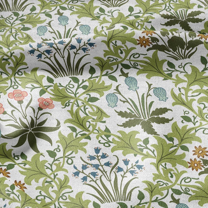 William Morris Celandine 100% LINEN Fabric - British linen floral upholstery home textile Victorian fabrics green 3161