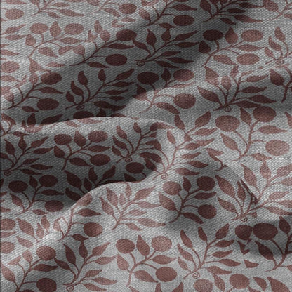 100% LINEN Fabric William Morris Rosehip pink gray - oatmeal linen fabric with botanical print - Victorian Art Craft Historical 3280
