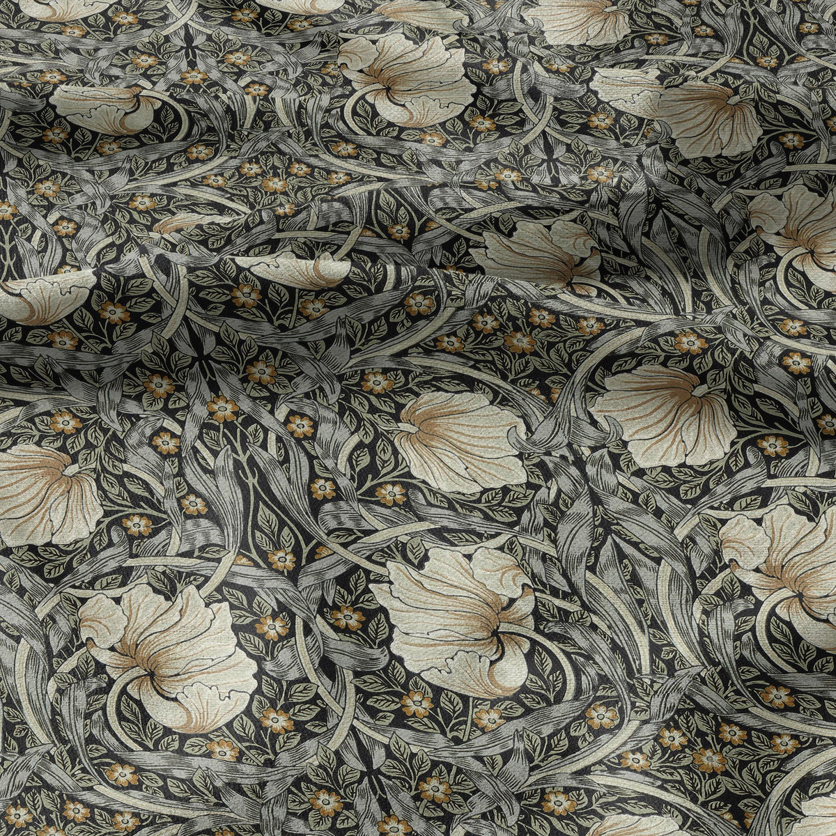 100% LINEN fabric - William Morris Pimpernel sage ink - British Victorian Art Craft flax - sewing upholstery home decor or clothing 3832
