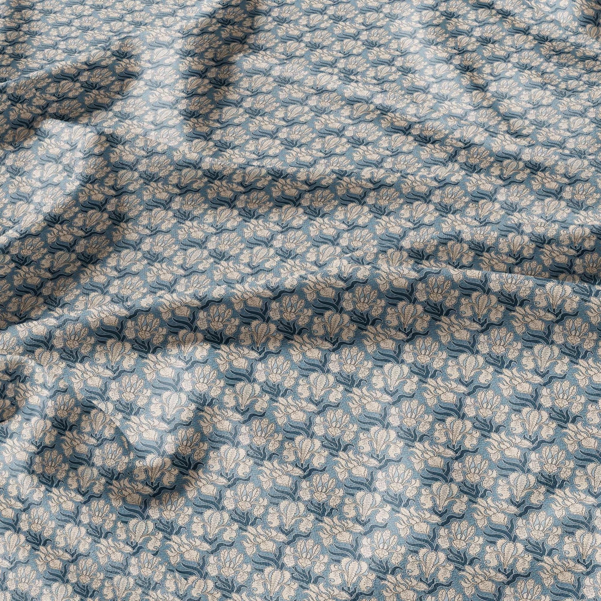 100% linen Art Nouveau Print fabric for Curtain Upholstery Cushion - Floral fabric IRIS - fabric material for dress making sewing