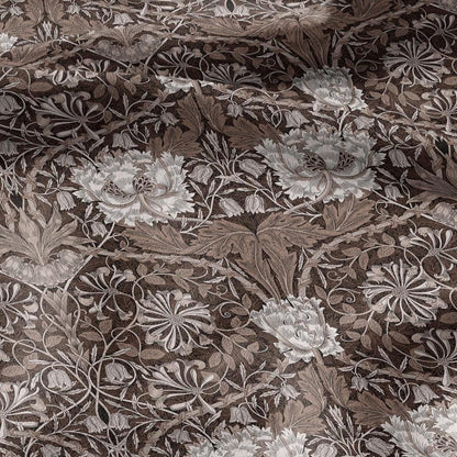 100% linen fabric William Morris Honeysuckle brown print - Victorian Art crafts - Historical pattern fabric upholstery dress making 3310