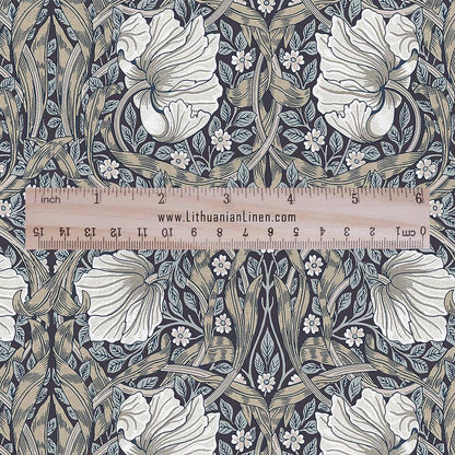 William Morris Pimpernel 100% LINEN Art and Crafts Fabric - Victorian flax fabric - British historical pattern grey green 2979GB