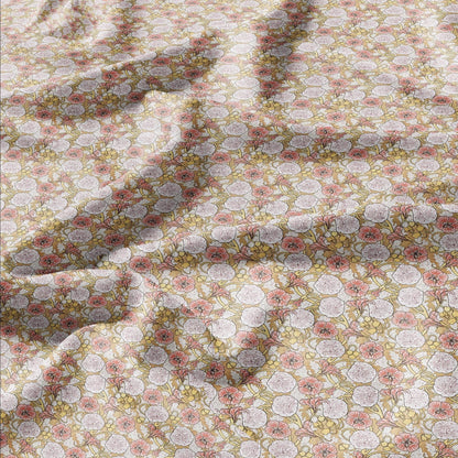 100% linen Capucine prints fabric for Curtain Upholstery Cushion - Indian cress flower print fabric for dress making sewing