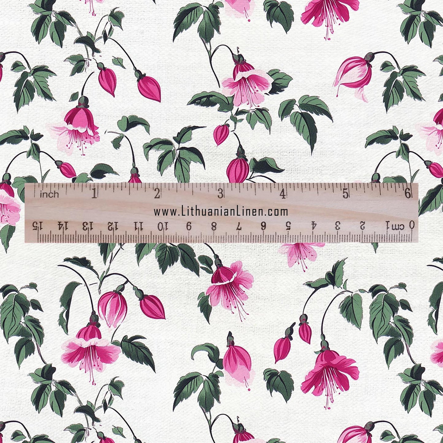 100% LINEN Fabric Fuchsia linen - red purple white green floral fabric for upholstery home decor dress making 2377