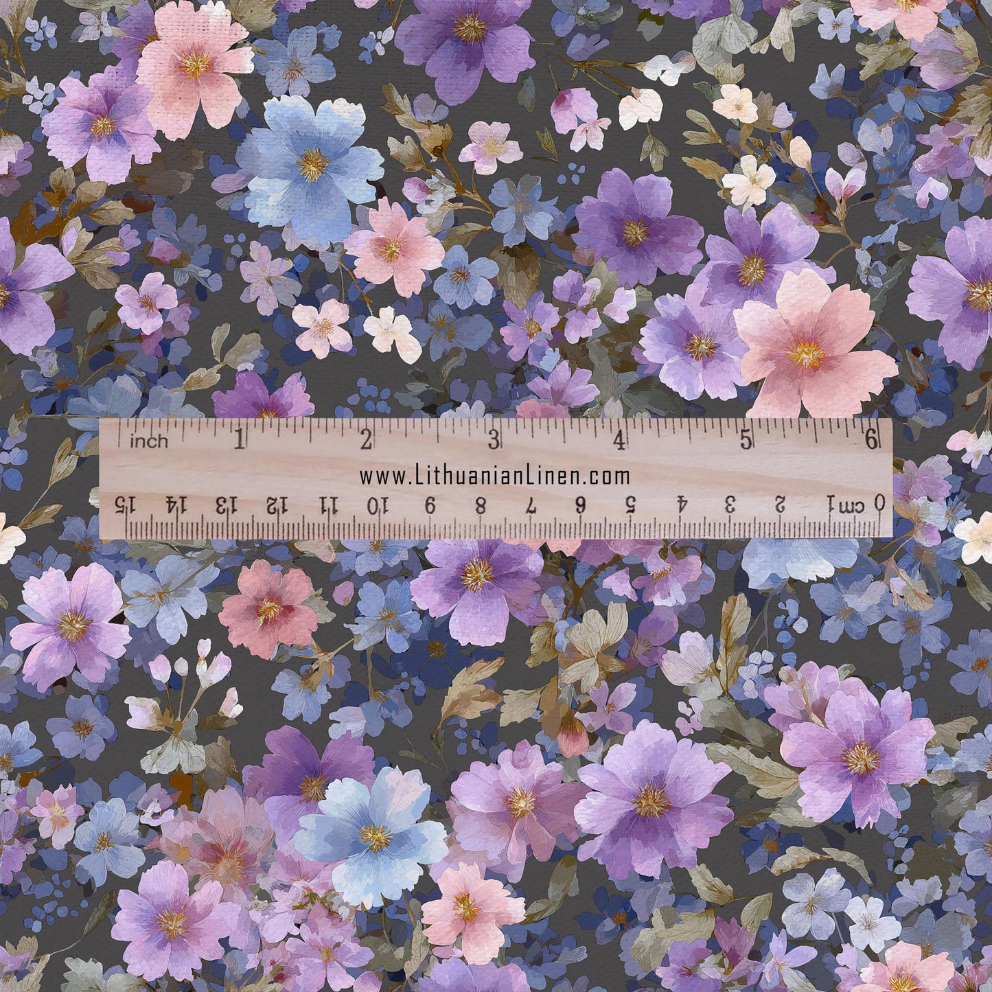 Romantic Garden wild flowers Linen Fabric  – Vintage Watercolor Pattern  for Sewing Vintage-inspired Clothing & Crafts  2707