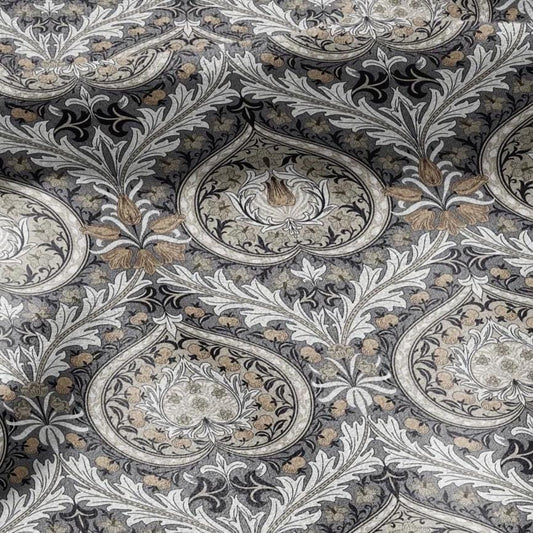 William Morris Eden grey print on 100% LINEN - Victorian Art crafts linen Fabric - botanical Historical upholstery home textile