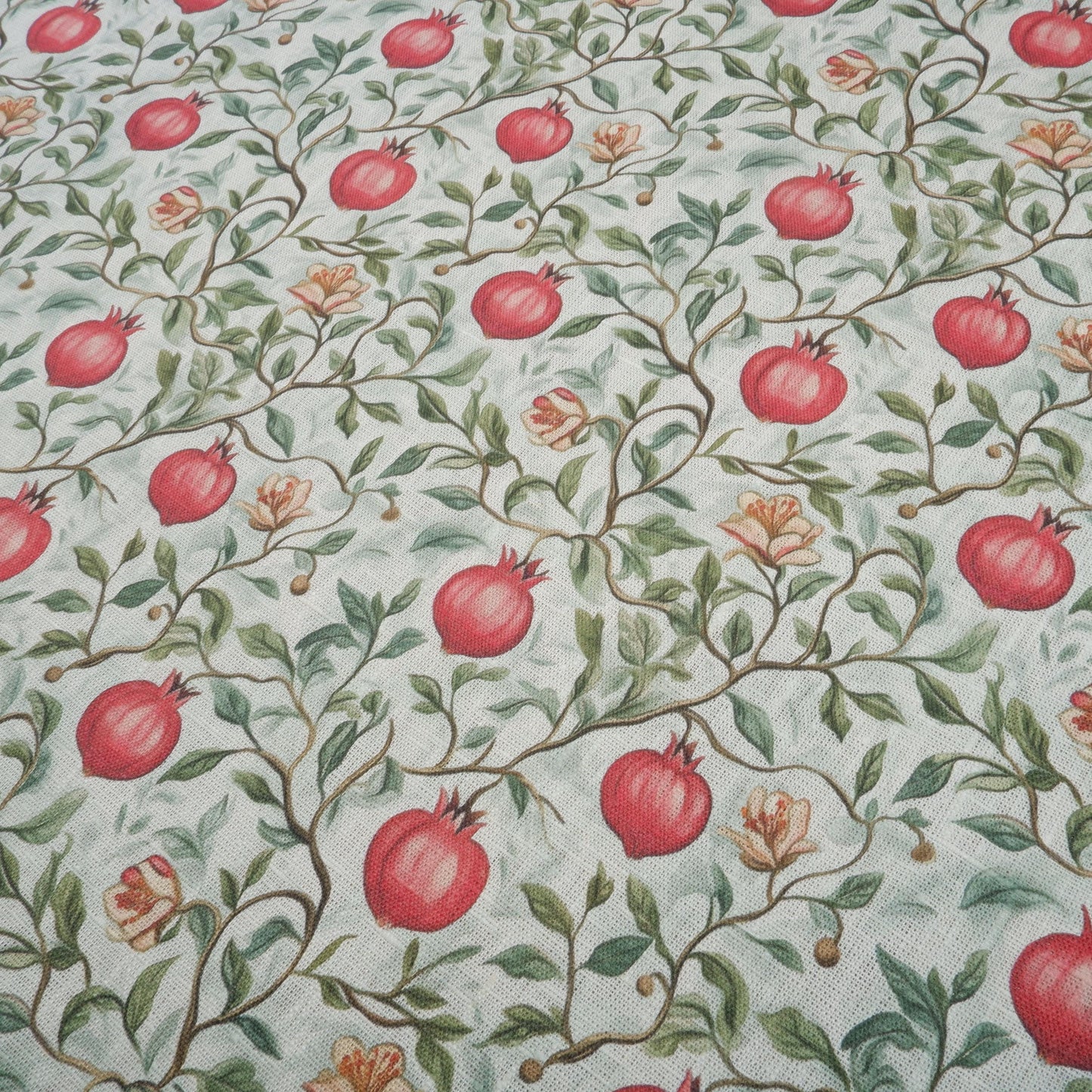 100% LINEN Fabric Pomegranate pattern - floral botanical Fruit heavy linen fabric for upholstery home decor clothing dressmaking
