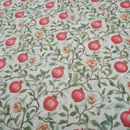 100% LINEN Fabric Pomegranate pattern - floral botanical Fruit heavy linen fabric for upholstery home decor clothing dressmaking