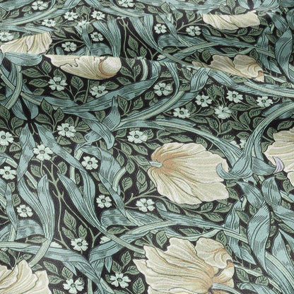 100% LINEN fabric - William Morris Pimpernel aqua green - British Victorian Art Craft flax - sewing upholstery home decor or clothing 3824