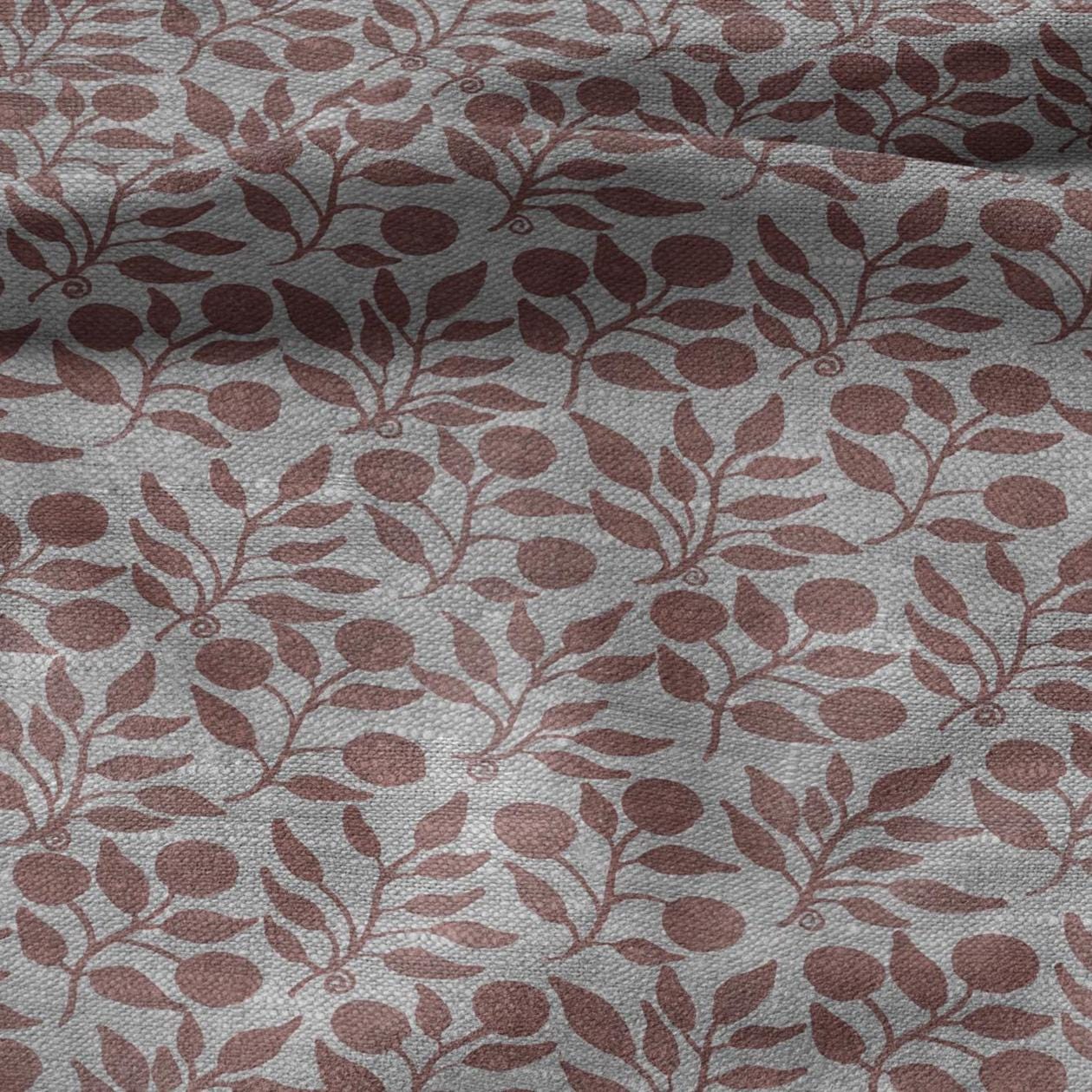 100% LINEN Fabric William Morris Rosehip pink gray - oatmeal linen fabric with botanical print - Victorian Art Craft Historical 3280