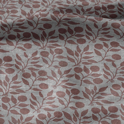 100% LINEN Fabric William Morris Rosehip pink gray - oatmeal linen fabric with botanical print - Victorian Art Craft Historical 3280