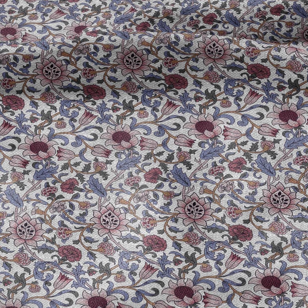 100% linen fabric William Morris Evenlode pink print - Victorian Art crafts - Historical pattern fabric upholstery dress making 2529