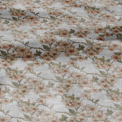 100% LINEN Fabric print Stripe floral pink green blue- oatmeal linen fabric with floral print - heavy for home decor clothing 3037