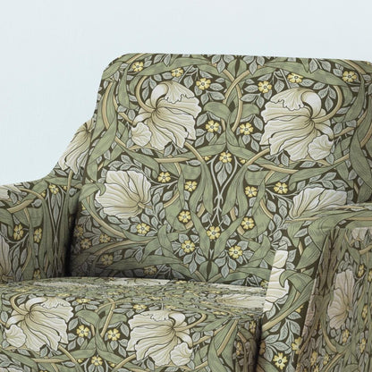 100% LINEN Fabric UPHOLSTERY 12oz - William Morris Pimpernel green print on linen - Victorian art craft - floral upholstery 201