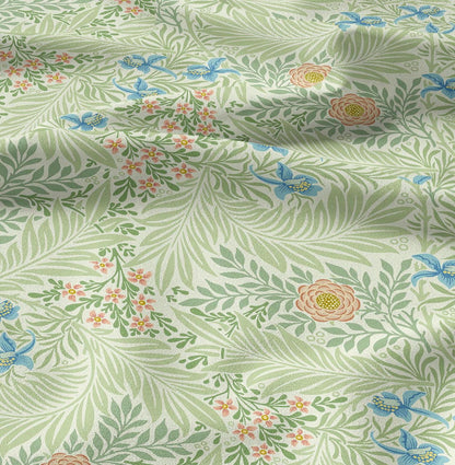 William Morris Lakspur print 100% LINEN, Victorian Art and crafts linen Fabric, Linen fabric botanical Historical upholstery home textile