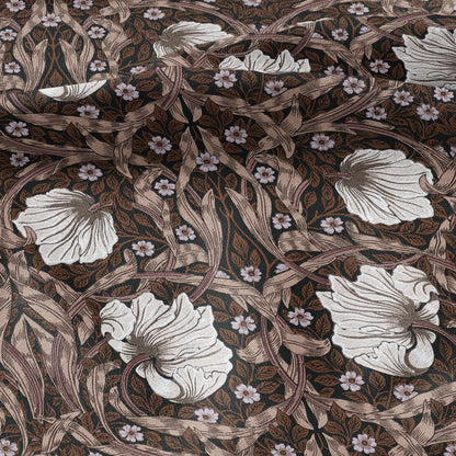 100% LINEN fabric - William Morris Pimpernel chocolate - British Victorian Art Craft flax - sewing upholstery home decor or clothing 3835